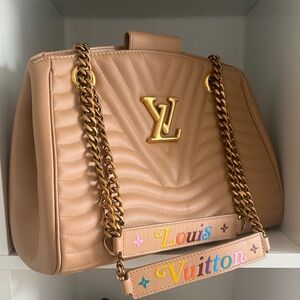 Louis Vuitton Beige Quilted Shoulder Bag with Gold Accents